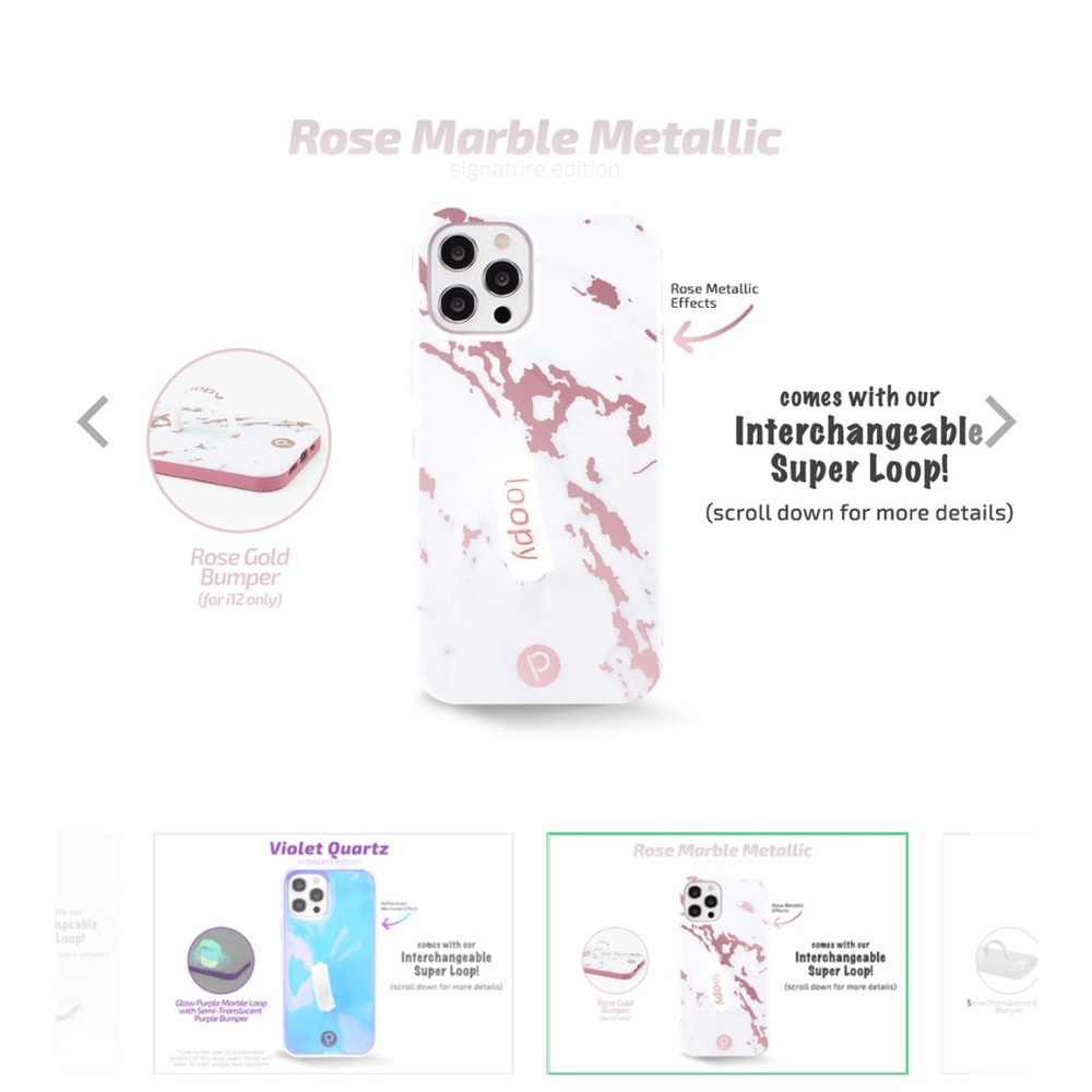 Rose Gold Marble Loopy Case for iPhone 12/12pro